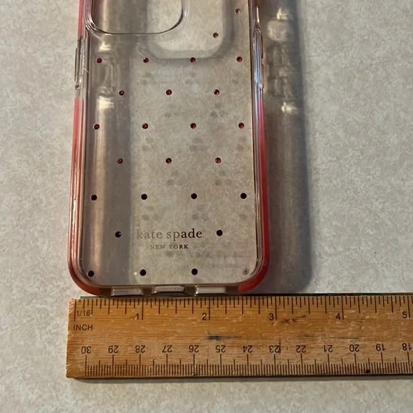 Kate Spade Hardshell iPhone Case in Ombré Pink Dot and Clear, for iPhone 13 Pro - Picture 14 of 15